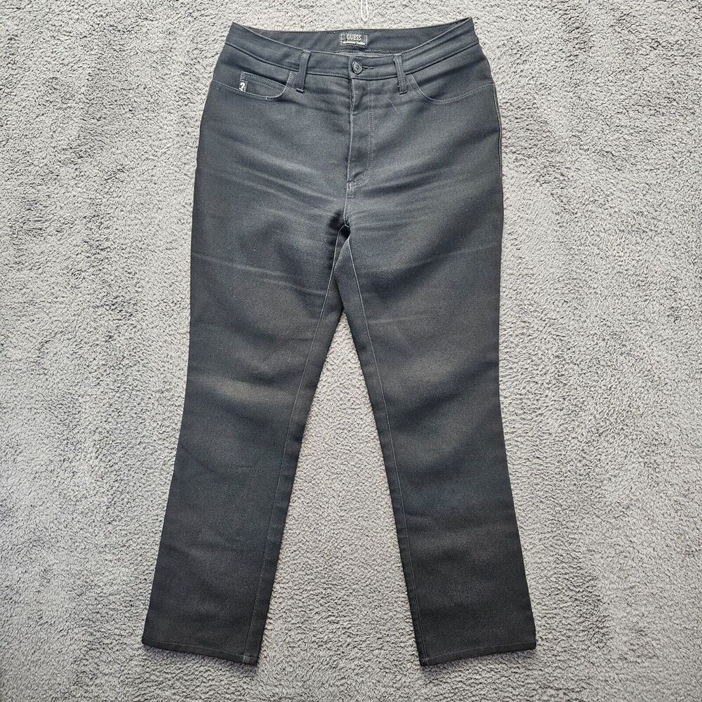 Vintage Guess Pants Women Size 30 Black Straight Leg‎ Stretch High Rise USA Made